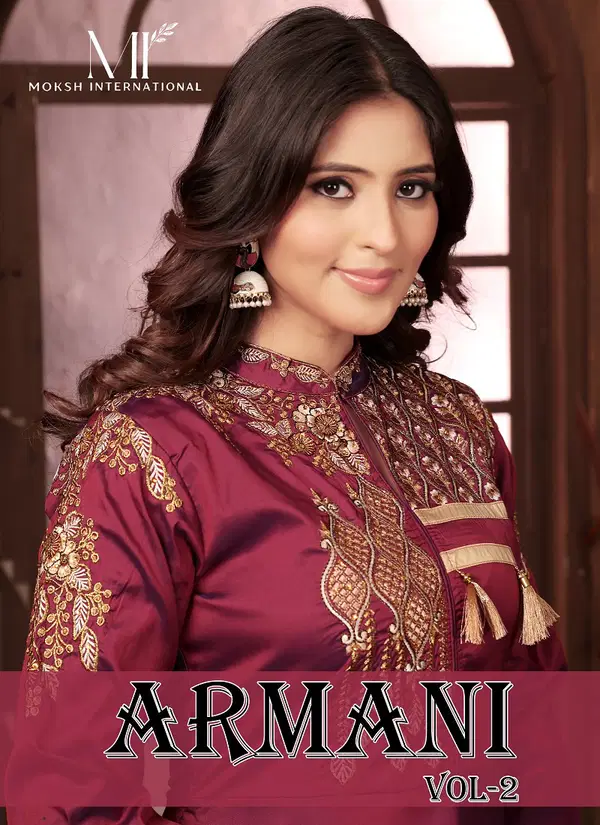 Armani Vol 2 By Moksh Triva Silk Embroidery Kurtis Wholesale Online